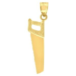 10kt 10k Yellow Gold Mens Saw Tools Charm Pendant